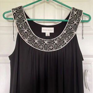 NWT Ronni Nicole Sz 8 black midi dress embroidery